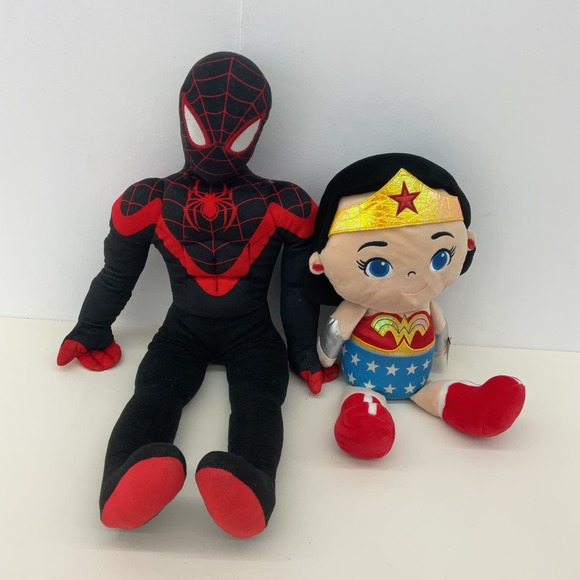 Marvel Other - Marvel Black Red Spiderman & DC Comics Small Wonder Woman Plush Dolls